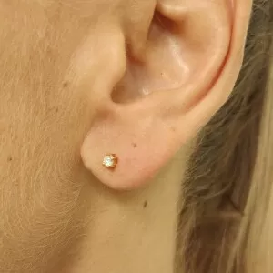 Brincos Ouro 18K E Diamantes Solitários