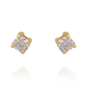 Brincos Ouro 18K E Diamantes Solitários