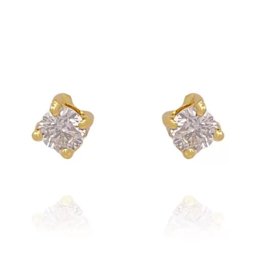 Brincos Ouro 18K E Diamantes Solitários