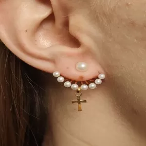 Brincos Ouro 18K E Pérolas