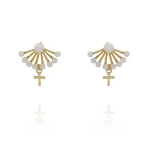 Brincos Ouro 18K E Pérolas