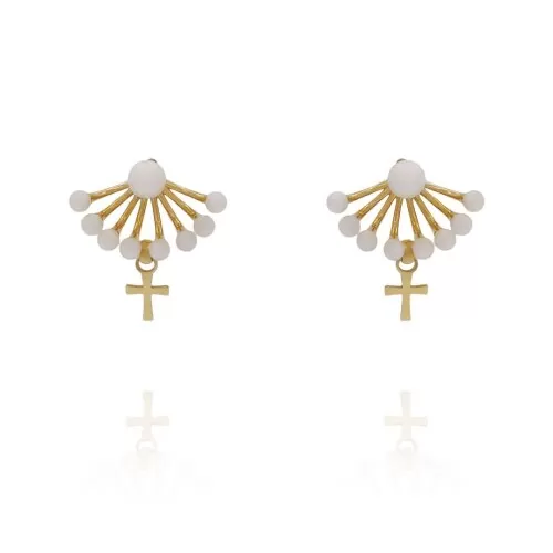 Brincos Ouro 18K E Pérolas