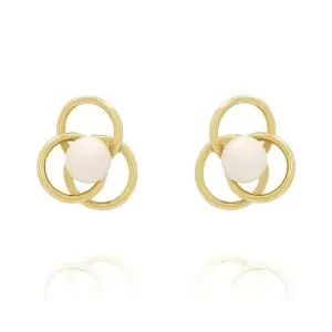 Brincos Ouro 18K E Pérolas