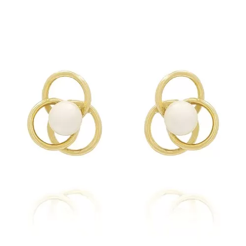 Brincos Ouro 18K E Pérolas