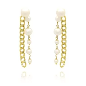 Brincos Ouro 18K E Pérolas