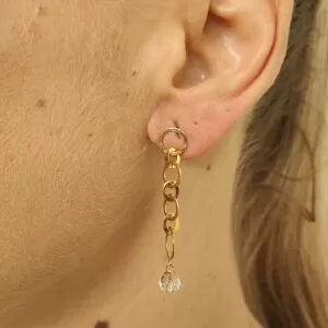 Brincos Ouro 18K E Quartzos