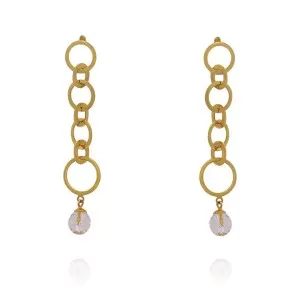 Brincos Ouro 18K E Quartzos