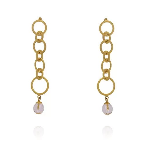 Brincos Ouro 18K E Quartzos