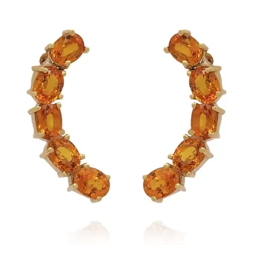 Brincos Ouro 18K E Safiras