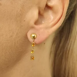 Brincos Ouro 18K E Safiras