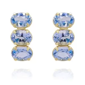 Brincos Ouro 18K E Topázios