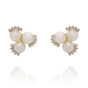 Brincos Ouro 18K, Pérolas E Diamantes
