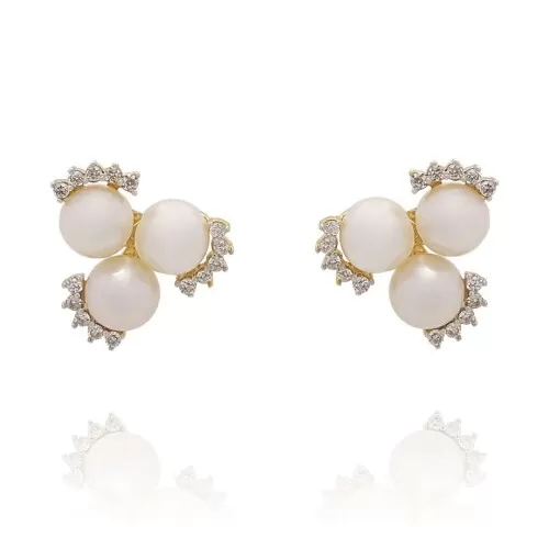 Brincos Ouro 18K, Pérolas E Diamantes