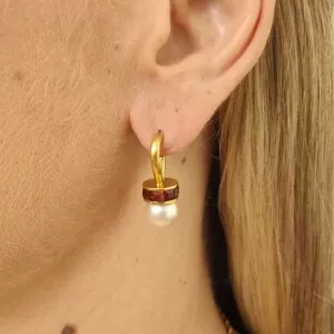 Brincos Ouro 18K, Pérolas E Granadas