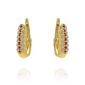 Brincos Ouro 18K, Rubis E Diamantes