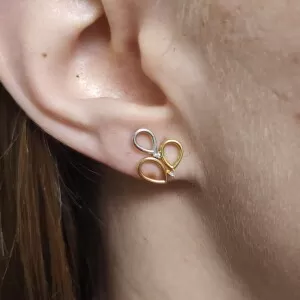Brincos Ouro 18K Três Cores E Diamantes