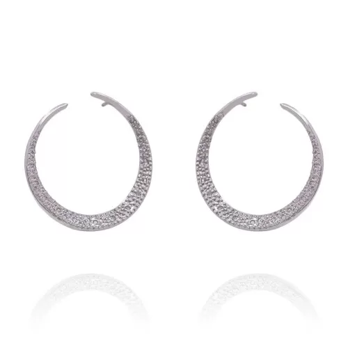 Brincos Ouro Branco E Diamantes