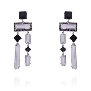 Brincos Ouro Branco, Ônix, Quartzos E Diamantes