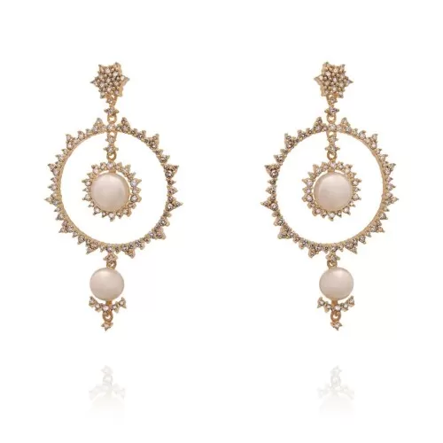 Brincos Ouro Rosé, Pérolas E Diamantes