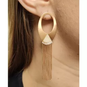 Brincos Ouro Rose, Quartzos E Diamantes