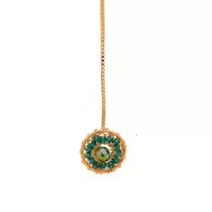 Colar Fio Metálico banho Ouro 18K E Cristais Esmeralda