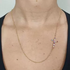 Colar Ouro 18K E Pedras Brasileiras