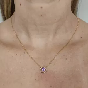 Colar Ouro 18K, Ametista E Diamantes