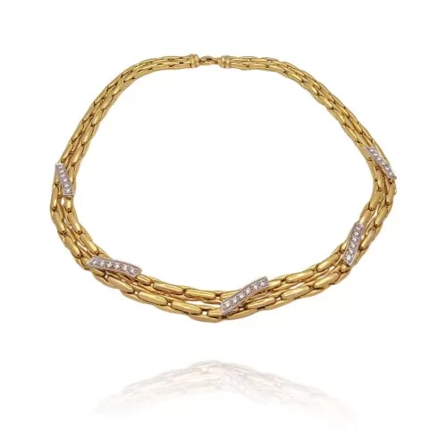 Colar Ouro 18K Duas Cores E Diamantes