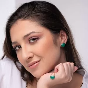 Colar Ouro 18K E Ágata Verde