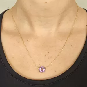 Colar Ouro 18K E Ametistas