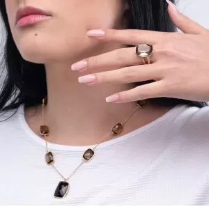 Colar Ouro 18K E Quartzos