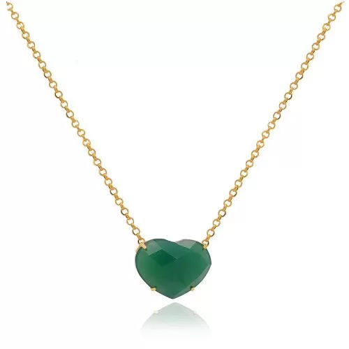 Colar Ouro 18K E Ágata Verde