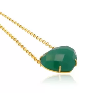Colar Ouro 18K E Ágata Verde