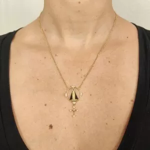 Colar Ouro 18K, Ônix E Diamantes