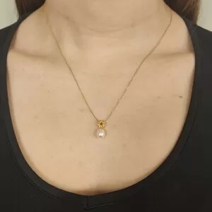 Colar Ouro 18K, Pérola E Citrinos