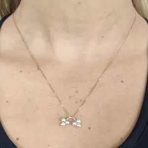 Colar Ouro 18K, Pérolas E Diamantes