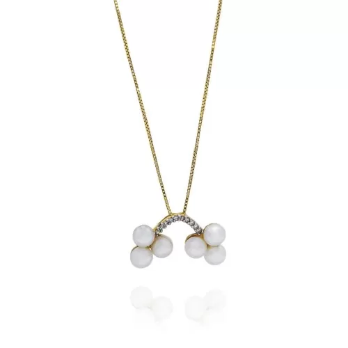 Colar Ouro 18K, Pérolas E Diamantes