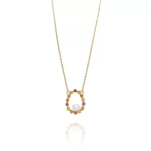Colar Ouro 18K, Safiras E Pérola