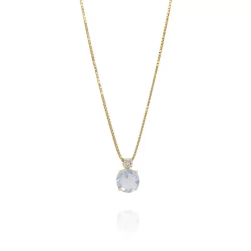 Colar Ouro 18K, Topázio E Diamante