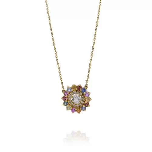 Colar Ouro 18K, Topázio, Safiras E Diamantes