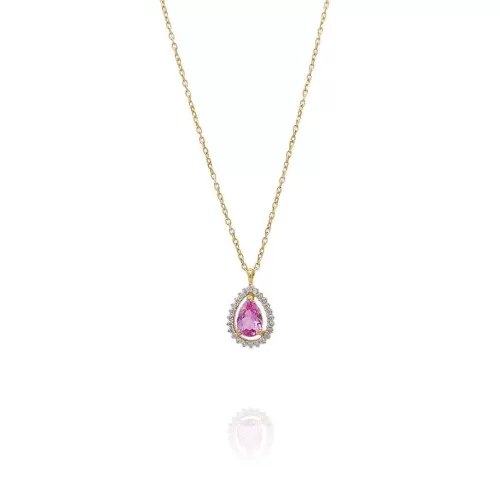 Colar Ouro 18K, Turmalina E Diamantes