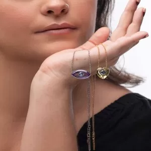 Colar Ouro Branco, Ametista E Topázio
