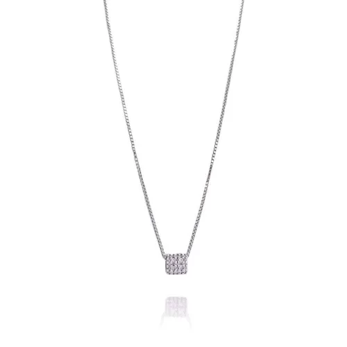 Colar Ouro Branco E Diamantes