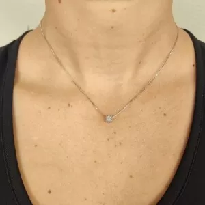Colar Ouro Branco E Diamantes