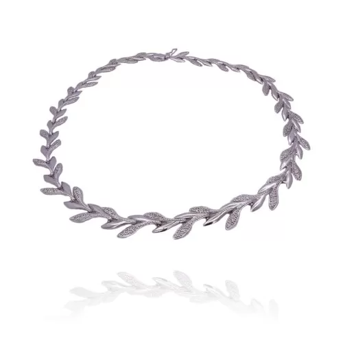 Colar Ouro Branco E Diamantes