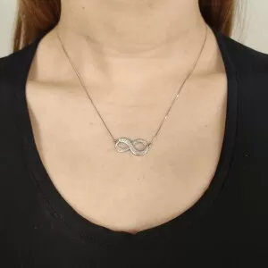 Colar Ouro Branco E Diamantes