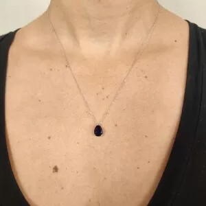 Colar Ouro Branco E Iolita