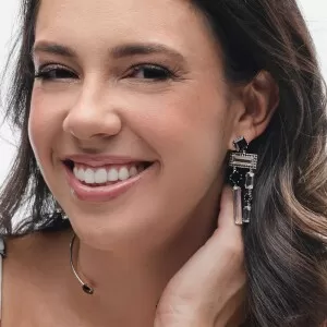 Colar Ouro Branco E Ônix