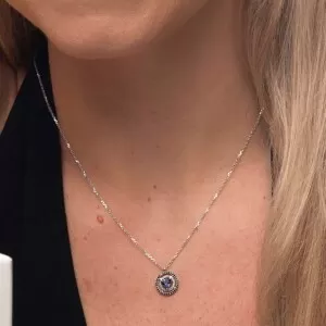 Colar Ouro Branco, Iolita, Safiras E Diamantes