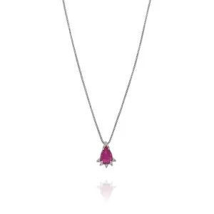 Colar Ouro Branco, Rubi E Diamantes